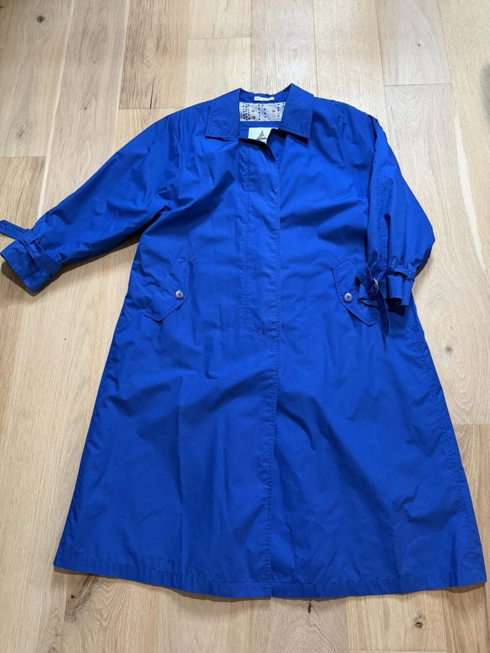 Vintage Misty Harbor Trench Coat Duster Size 16 P Cobalt 80s 90s Retro EUC Rare